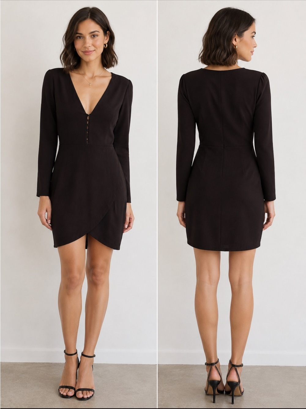 Sugarlips Black Mini Dress with deep Vneck